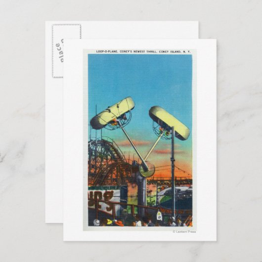 Aussicht auf die Loop-o-Flugzeug-Fahrt Nr. 1 Postkarte (Vorne/Hinten)