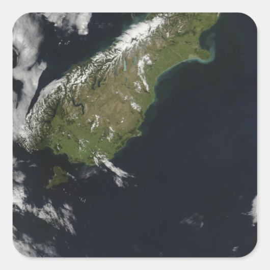 Aussicht auf die meisten südlichen Inseln Neuseela Quadratischer Aufkleber (Vorderseite)