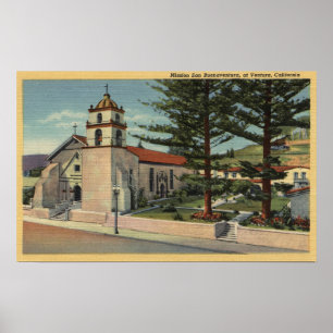 Aussicht auf die Mission San Buenaventura Poster