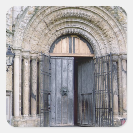 Aussicht auf die Nordtür der Kathedrale von Durham Quadratischer Aufkleber (Vorderseite)