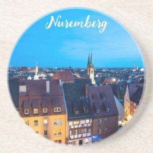 Aussicht auf die Nürnberger Altstadt in der Nacht Getränkeuntersetzer