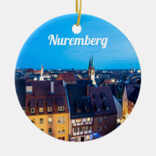Aussicht auf die Nürnberger Altstadt in der Nacht Keramik Ornament