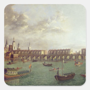 Aussicht auf die Old London Bridge Quadratischer Aufkleber