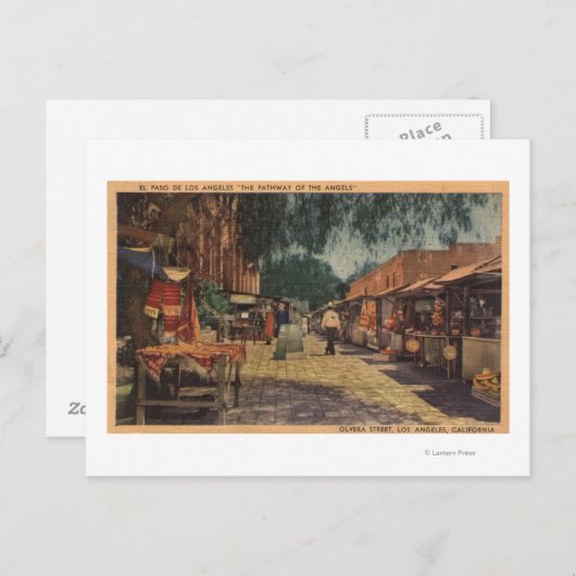 Aussicht auf die Olvera St. (El Paso de Los Angele Postkarte (Vorne/Hinten)