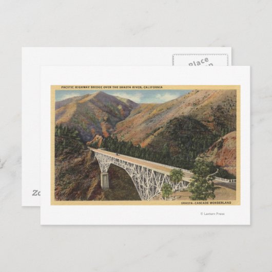 Aussicht auf die Pazifikhütte über Shasta Postkarte (Vorne/Hinten)