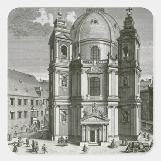 Aussicht auf die Peterskirche Quadratischer Aufkleber (Vorderseite)