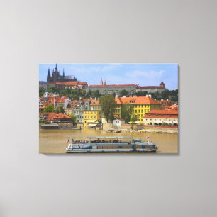Aussicht auf die Prager Burg und die Stadt Moldau Leinwanddruck
