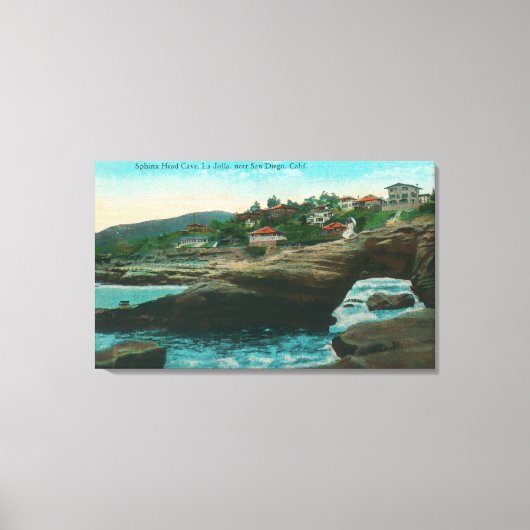 Aussicht auf die Sphinx Head CaveLa Jolla, CA Leinwanddruck (Vorderseite)