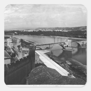 Aussicht auf die St. Benezet Brücke Quadratischer Aufkleber