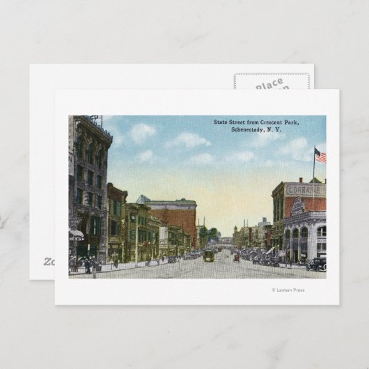 Aussicht auf die Staat Street vom Crescent Park Postkarte (Vorne/Hinten)