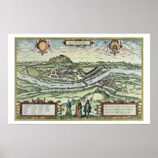 Aussicht auf die Stadt Salzburg am Ufer des r Poster (Vorne)