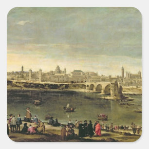 Aussicht auf die Stadt Saragossa Quadratischer Aufkleber