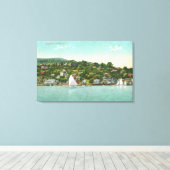 Aussicht auf die Stadt, Segelboote Leinwanddruck (Insitu (Holzboden))