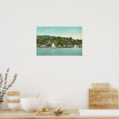Aussicht auf die Stadt, Segelboote Poster (Küche)