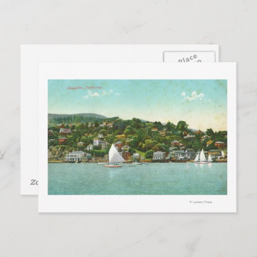 Aussicht auf die Stadt, Segelboote Postkarte (Vorne/Hinten)