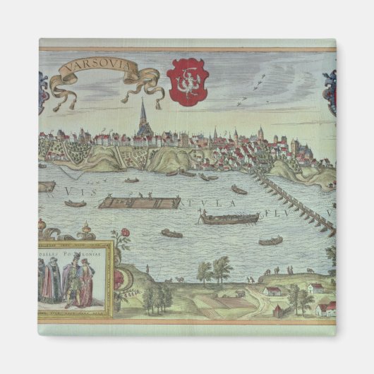 Aussicht auf die Stadt Warschau am Fluss Vistul Magnet (Vorne)