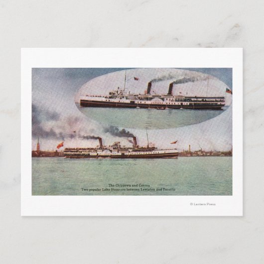 Aussicht auf die Steamer Chippewa und Corona Postkarte (Vorderseite)