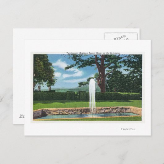 Aussicht auf die Tanglewood Gardens und den Brunne Postkarte (Vorne/Hinten)
