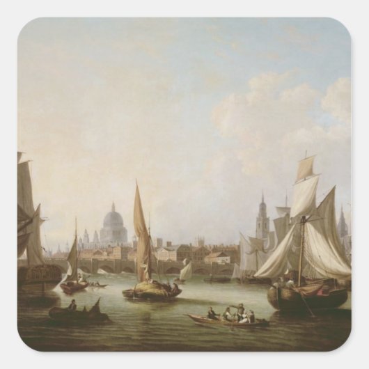 Aussicht auf die Themse Quadratischer Aufkleber (Vorderseite)