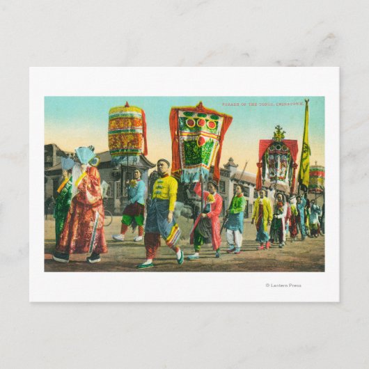 Aussicht auf die Tongs-Parade, Chinatown Postkarte (Vorderseite)