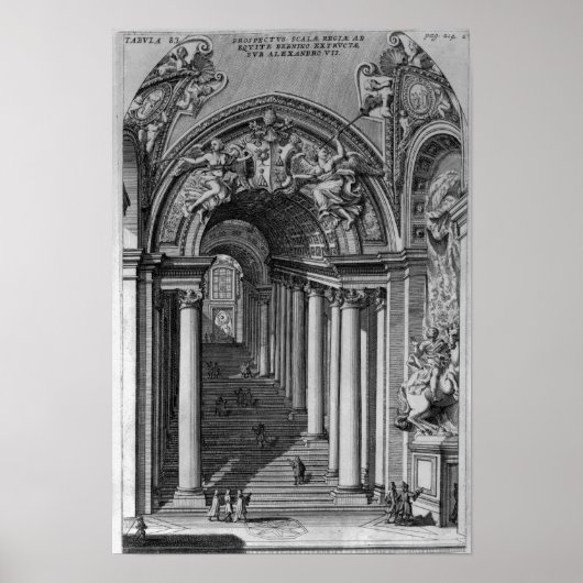 Aussicht auf die Treppe in der Scala Regia Poster (Vorne)