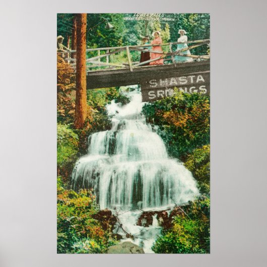 Aussicht auf die Unteren FälleShasta Springs, CA Poster (Vorne)
