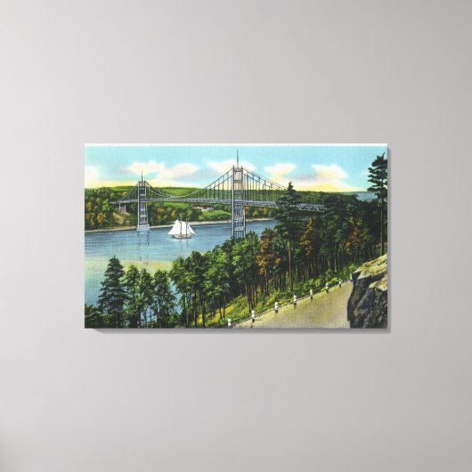 Aussicht auf die Waldo-Hancock-Brücke Leinwanddruck (Vorderseite)