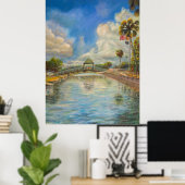 Aussicht auf die Wanderbrücke vom See Poster (Heimbüro)