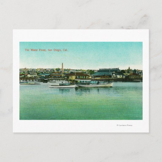 Aussicht auf die Wasserfront San Diego, CA Postkarte (Vorderseite)