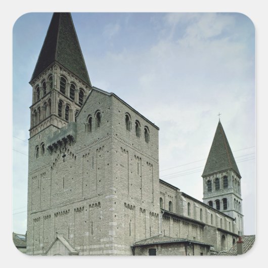 Aussicht auf die Westfassade, 10.-11. Jahrhundert Quadratischer Aufkleber (Vorderseite)