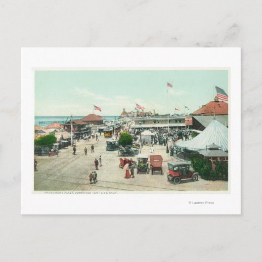 Aussicht auf die Zeltstadt und den Freizeitplatz Postkarte (Vorderseite)