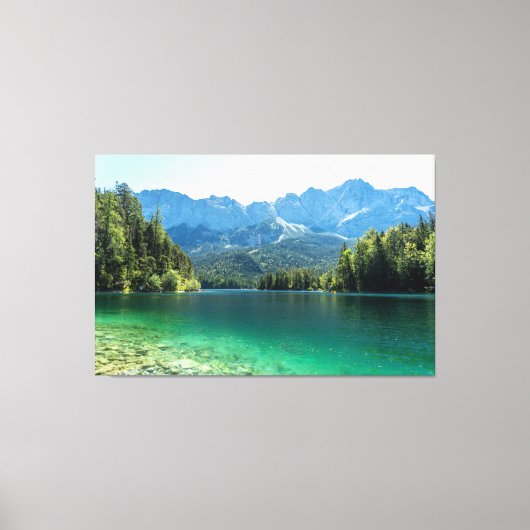 Aussicht auf die Zugspitze und den Eibsee Bayern Leinwanddruck (Vorderseite)