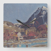 Aussicht auf Dolný Kubín von Arnold Peter Weisz Quadratische Wanduhr (Vorderseite)