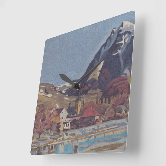 Aussicht auf Dolný Kubín von Arnold Peter Weisz Quadratische Wanduhr (Winkel)