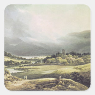 Aussicht auf Dunloe Castle, Killarney, 1805 Quadratischer Aufkleber