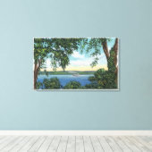 Aussicht auf ein Dampfschiff am See Leinwanddruck (Insitu (Holzboden))