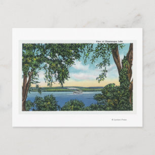 Aussicht auf ein Dampfschiff am See Postkarte