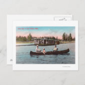 Aussicht auf ein Hausboot am See Postkarte (Vorne/Hinten)