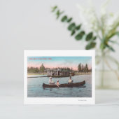 Aussicht auf ein Hausboot am See Postkarte (Stehend Vorderseite)