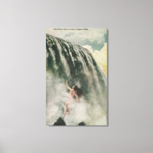 Aussicht auf eine Frau in den Wasserfällen Leinwanddruck