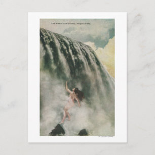 Aussicht auf eine Frau in den Wasserfällen Postkarte