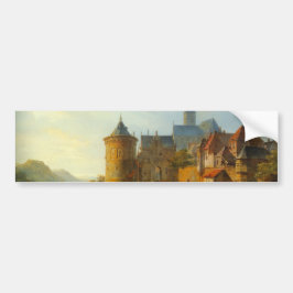 Aussicht auf eine holländische Stadt am Rhein Autoaufkleber