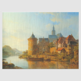 Aussicht auf eine holländische Stadt am Rhein Seidenpapier