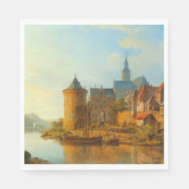 Aussicht auf eine holländische Stadt am Rhein Serviette