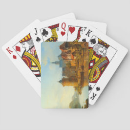 Aussicht auf eine holländische Stadt am Rhein Spielkarten