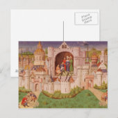 Aussicht auf eine Stadt mit Straßenbauarbeitern Postkarte (Vorne/Hinten)