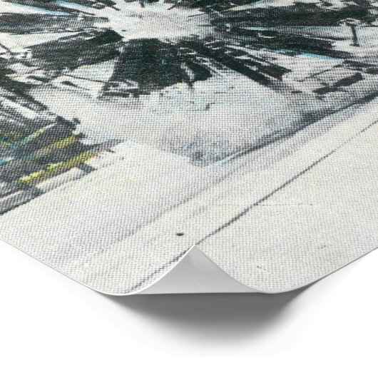 Aussicht auf einen Rotary-Schneepflug in den Berge Poster (Ecke)