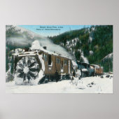 Aussicht auf einen Rotary-Schneepflug in den Berge Poster (Vorne)