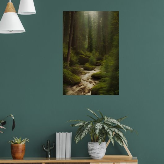 Aussicht auf einen Waldstrom Poster (Wohnzimmer 1)