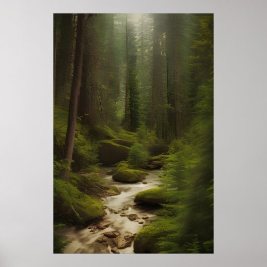 Aussicht auf einen Waldstrom Poster (Vorne)